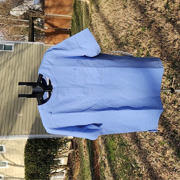 Keswi Scrubs Men's Henley Scrub Top Blue Size Large New With Tags Medical Nurse - Picture 3 of 12